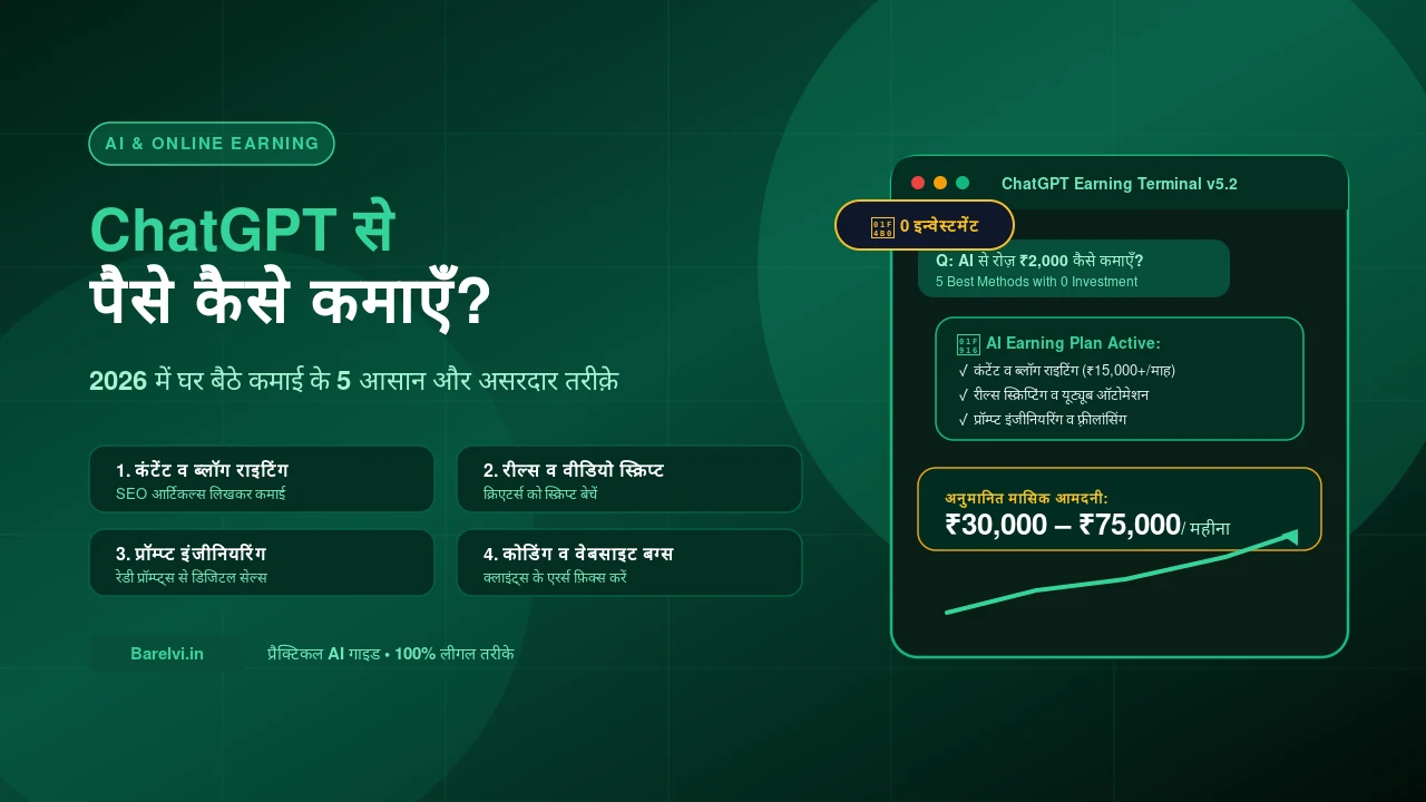 ChatGPT से पैसे कैसे कमाएं – 2026 में 5 आसान और असरदार तरीक़े
