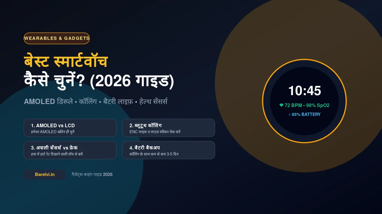 स्मार्टवॉच ख़रीदते समय देखने योग्य मुख्य फ़ीचर्स इन्फ़ोग्राफ़िक गाइड